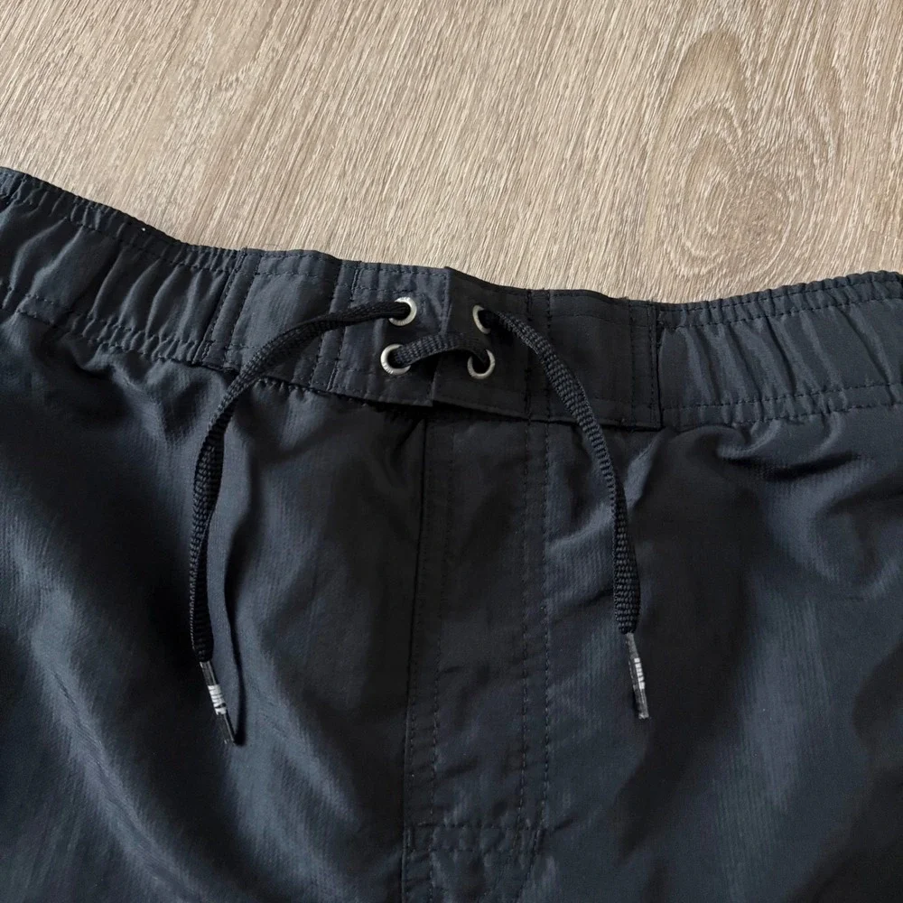 VTG Nike Swim Trunks Black Blue Colorblock Mesh Lined Board Shorts Mens Small